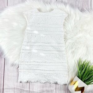 Zara Girls 7 White Embroidered Shift Dress Lined Summer Spring Party